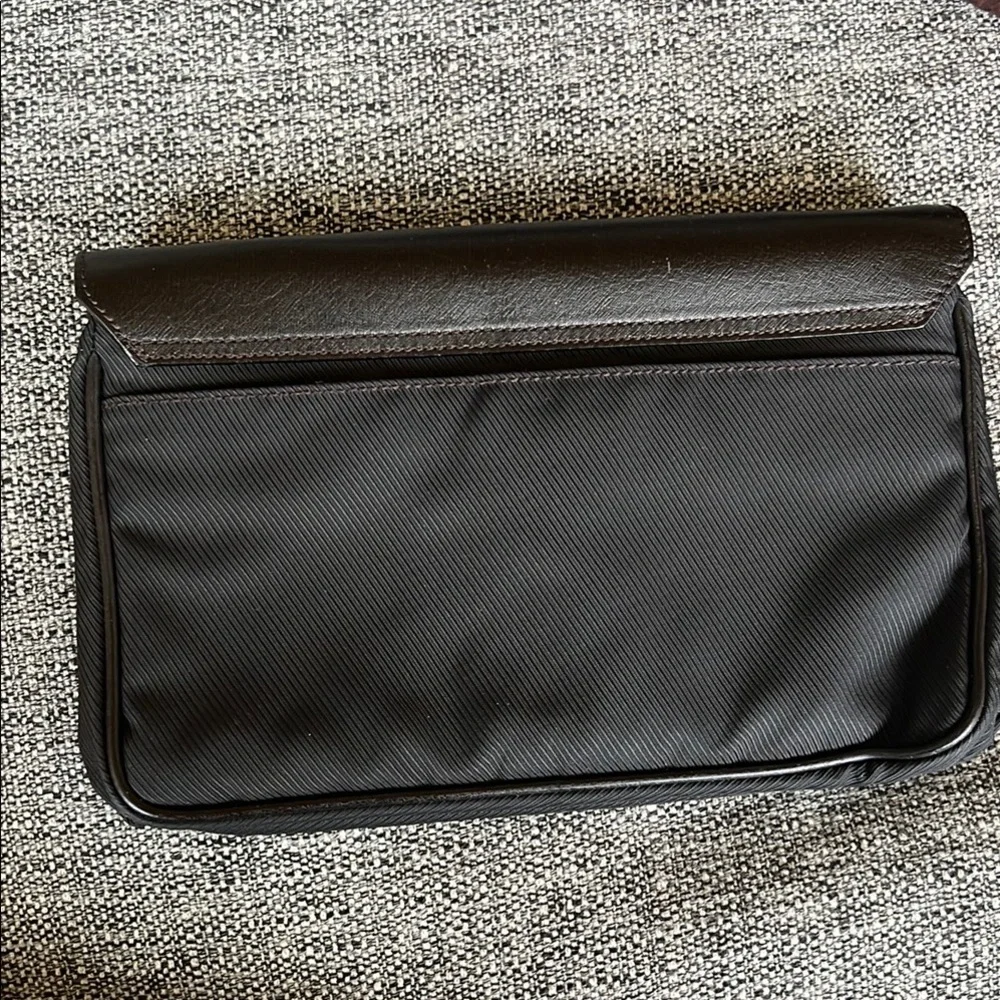 Dunhill Black Leather / fabric clutch with adjustable strap
